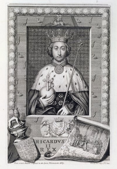 Richard II (1367-1400) King of England 1377-99, after a Painting in Westminster Abbey, Engraved by the Artist by George Vertue
